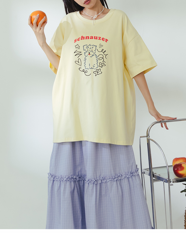 シュナウザープリントワイドトップス