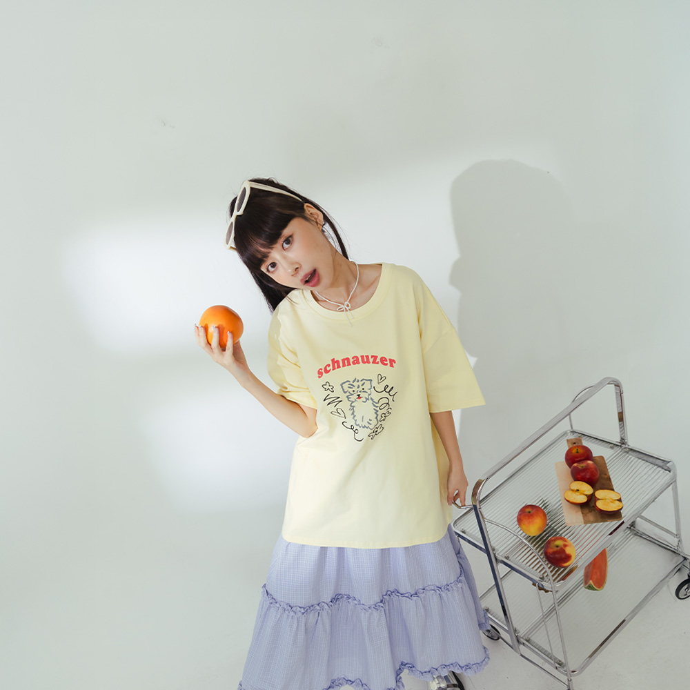 シュナウザープリントワイドトップス
