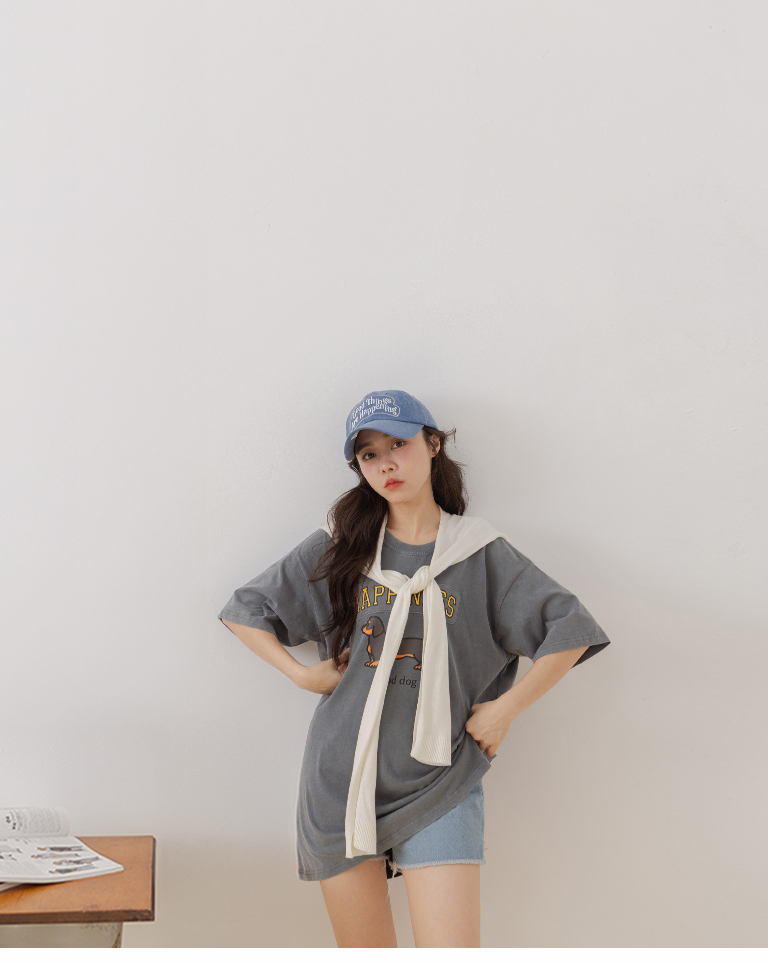 犬プリントワイドTシャツ 2色展開