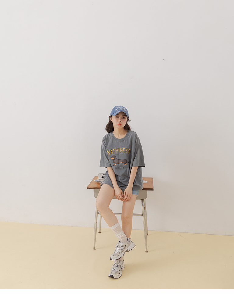 犬プリントワイドTシャツ 2色展開