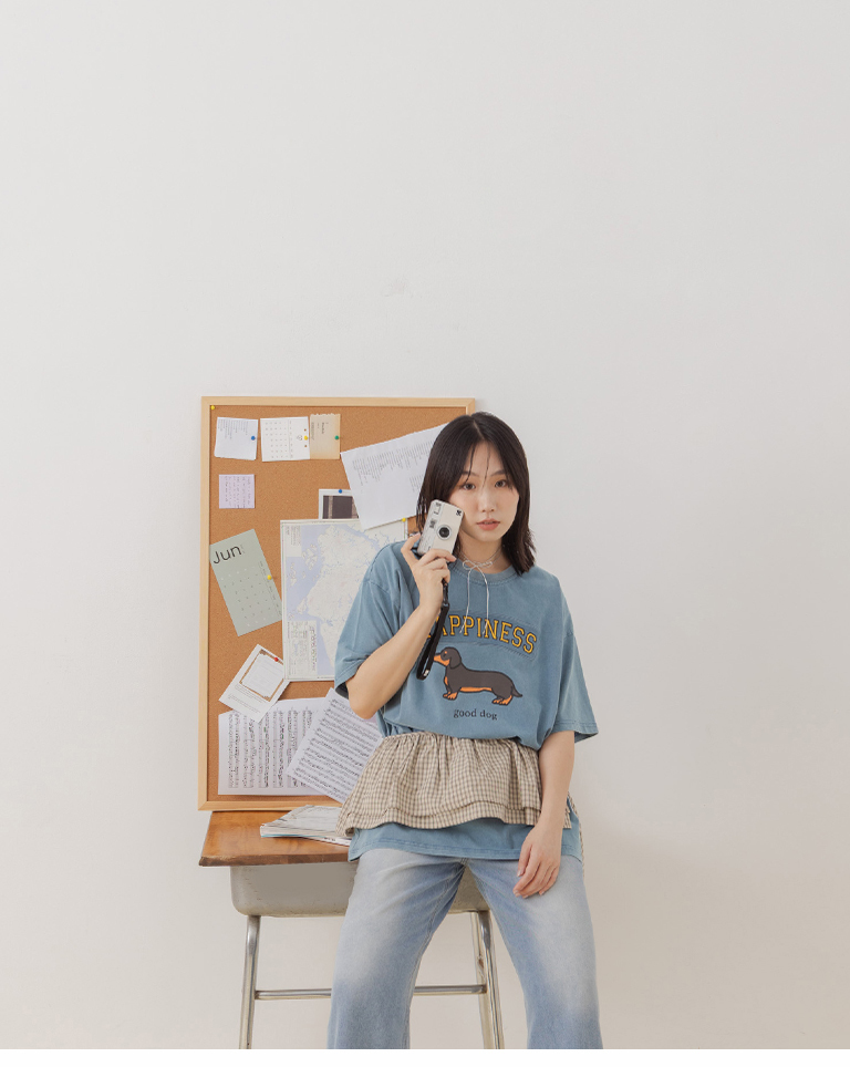 犬プリントワイドTシャツ 2色展開
