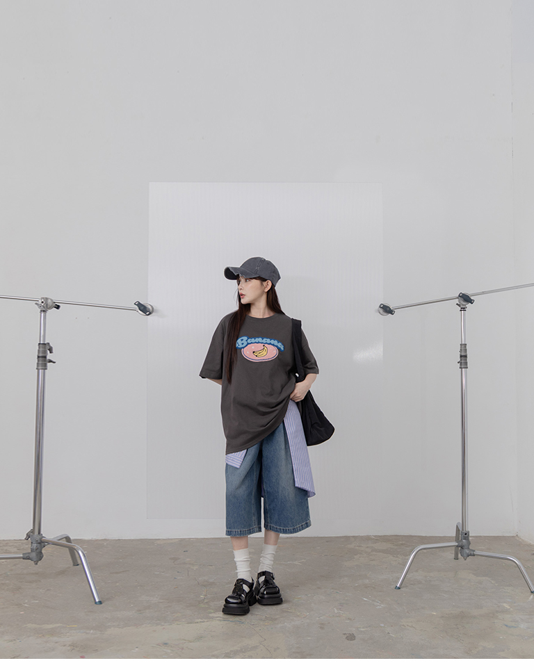 バナナモチーフプリントワイドTシャツ