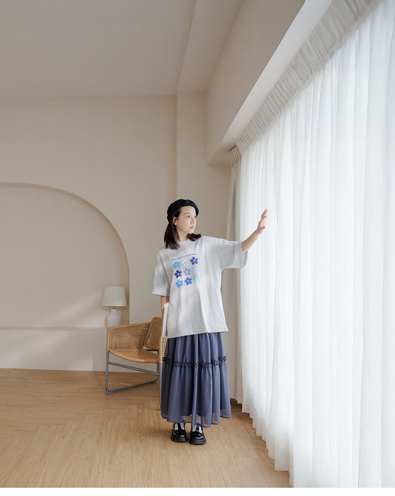 フラワープリントワイドTシャツ 2色展開