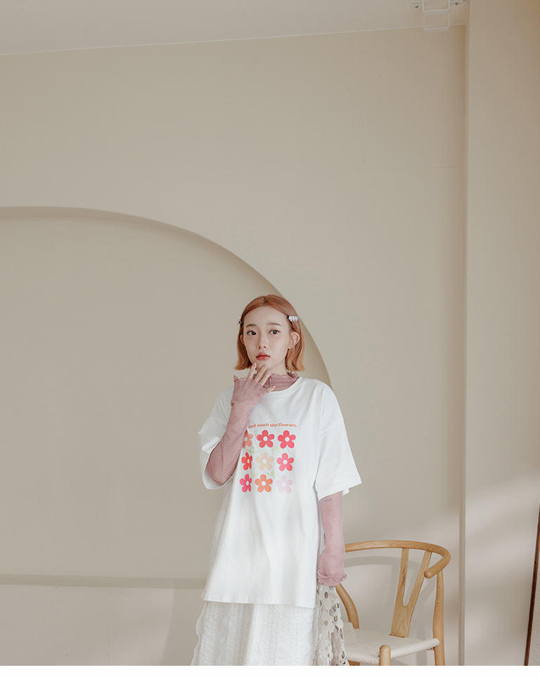 フラワープリントワイドTシャツ 2色展開
