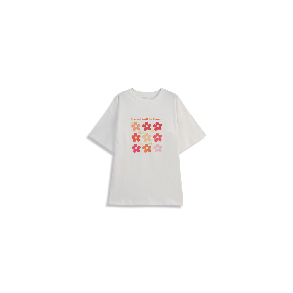 フラワープリントワイドTシャツ 2色展開