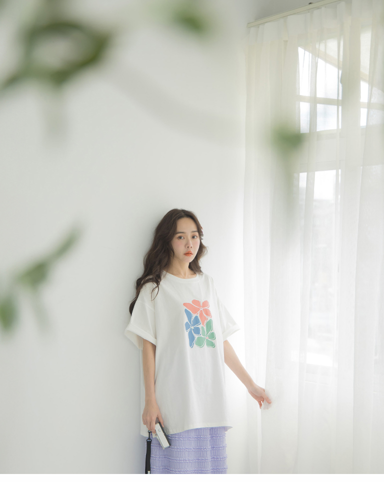 フラワープリントワイドTシャツ 2色展開