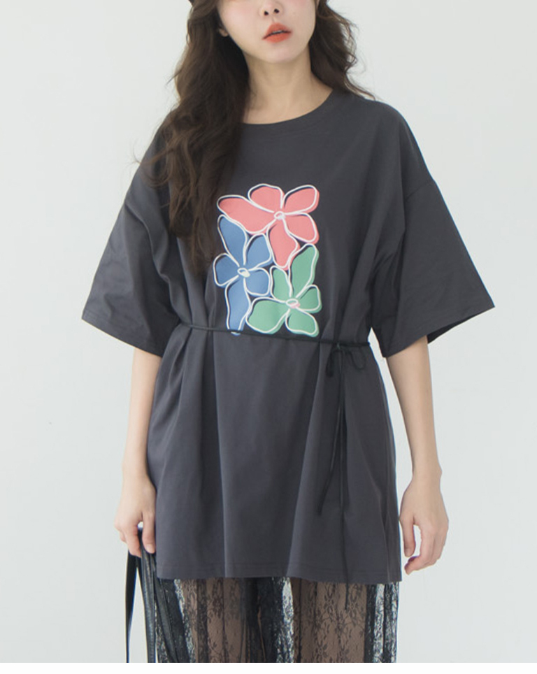 フラワープリントワイドTシャツ 2色展開