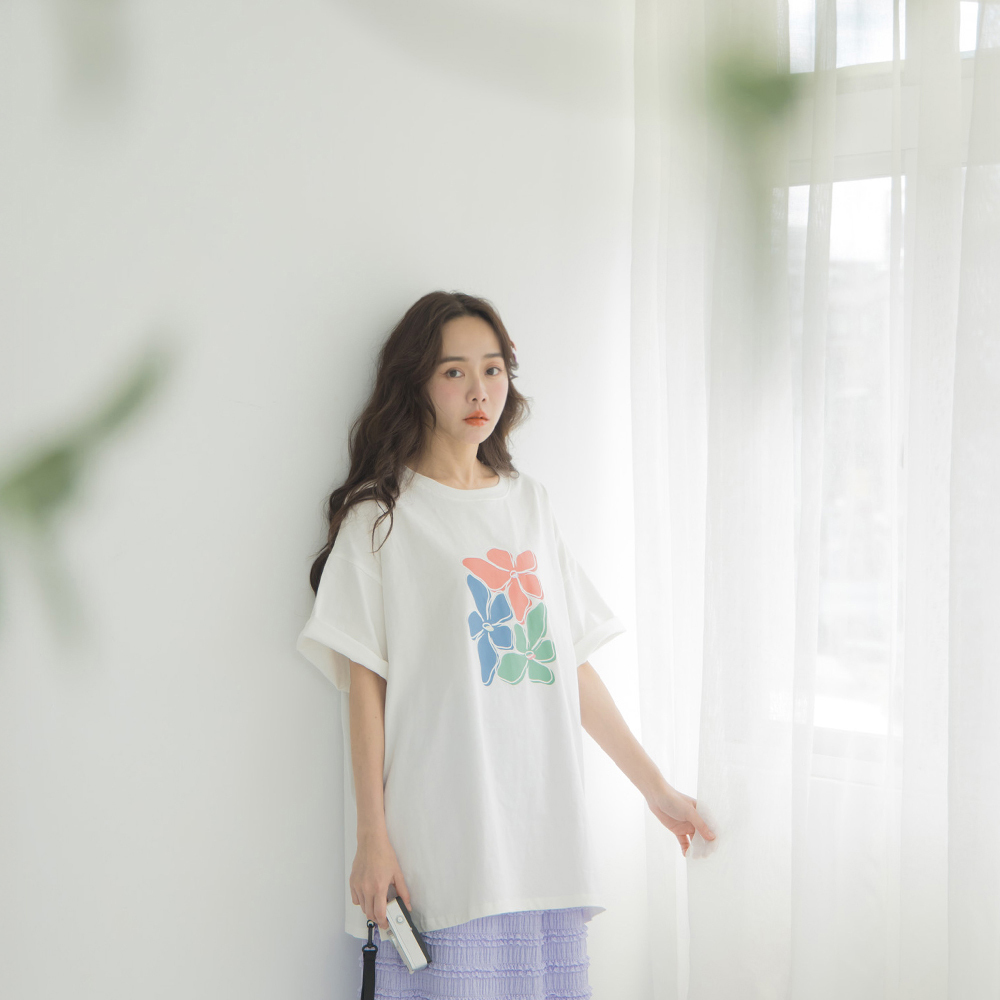 フラワープリントワイドTシャツ 2色展開