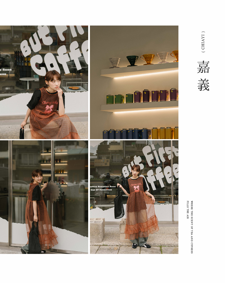 チェリープリントリボンワイドTシャツ 2色展開