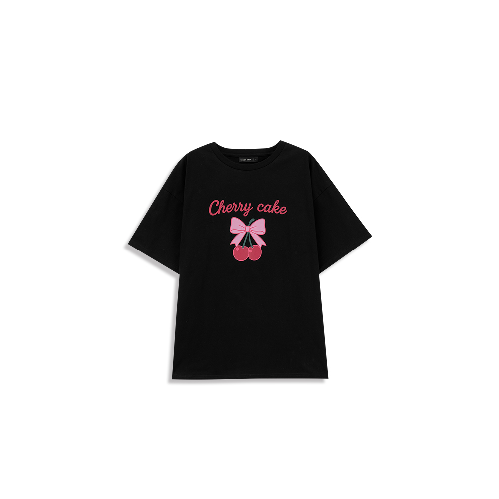 チェリープリントリボンワイドTシャツ 2色展開