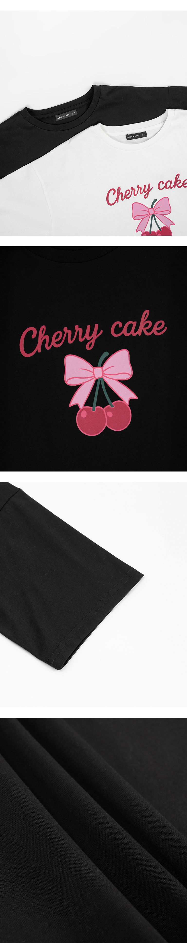 チェリープリントリボンワイドTシャツ 2色展開