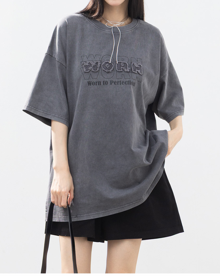 ウォッシュ加工オーバーサイズTシャツ