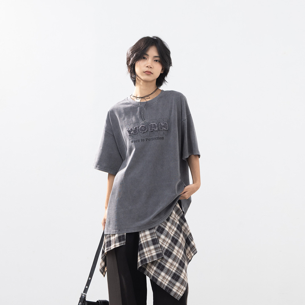ウォッシュ加工オーバーサイズTシャツ