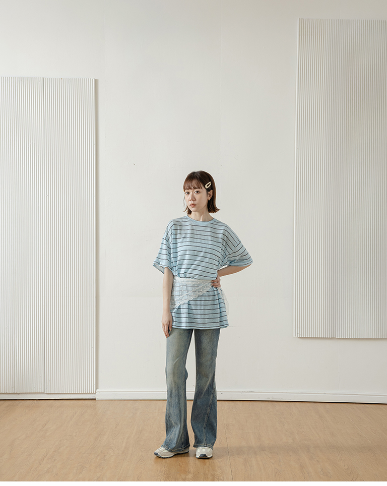 ボーダーオーバーサイズTシャツ 3色展開
