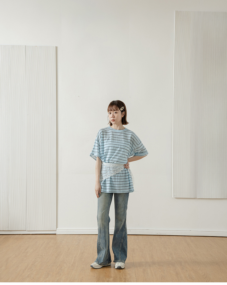 ボーダーオーバーサイズTシャツ 3色展開