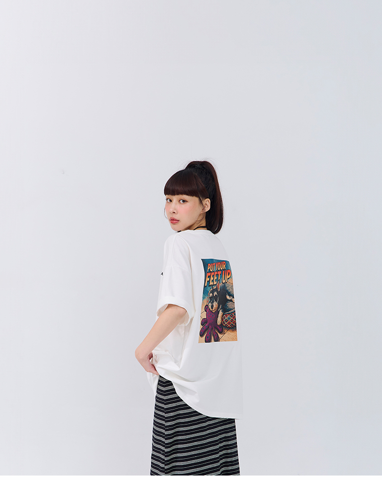 犬プリントワイドトップス 2色展開