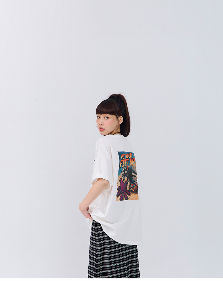 犬プリントワイドトップス 2色展開