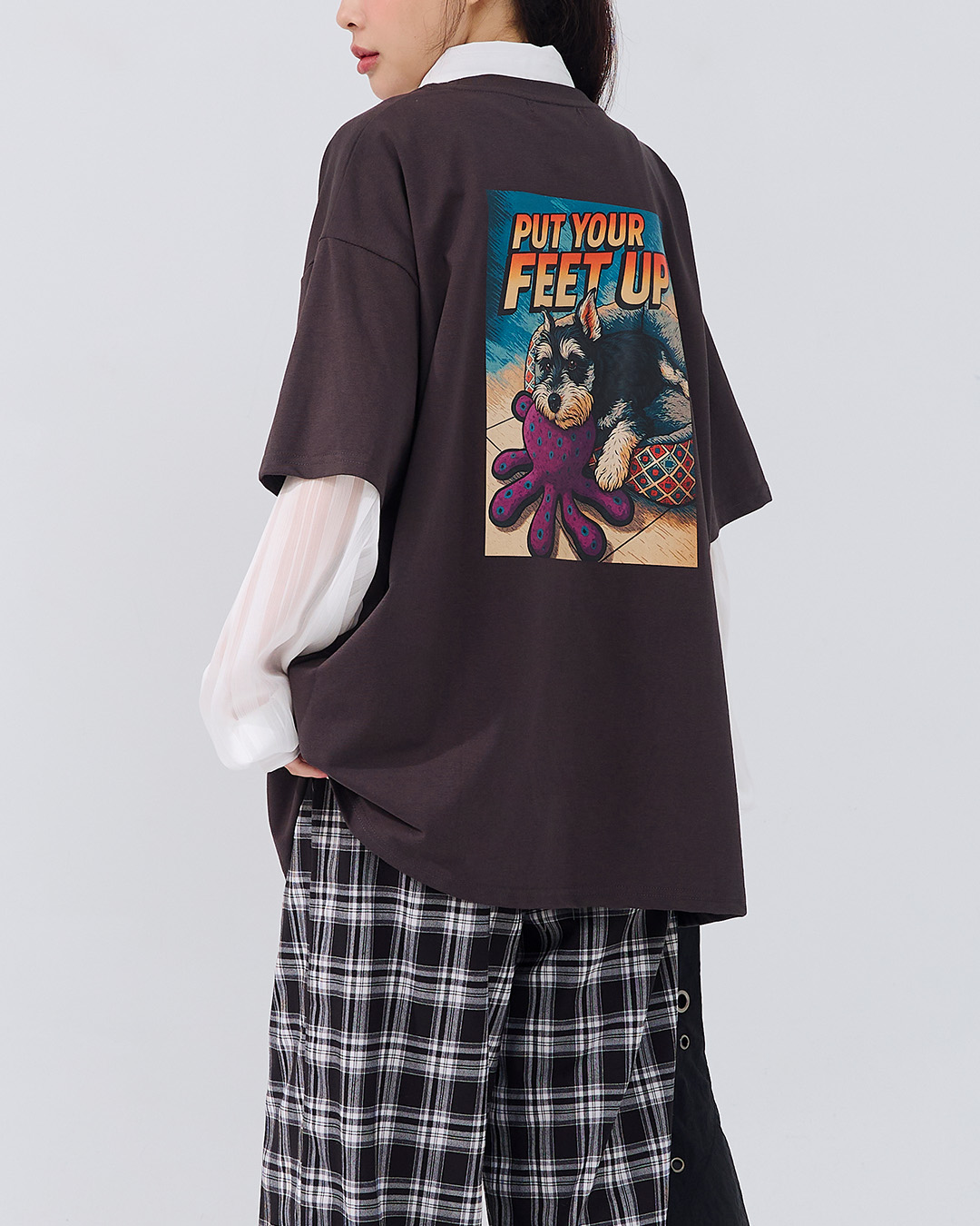 犬プリントワイドトップス 2色展開