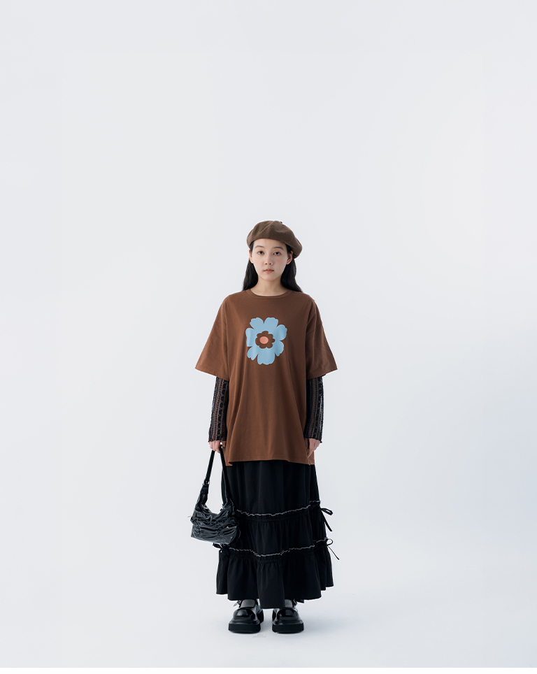 春8商未收到---ラワープリントTシャツ ブラウン