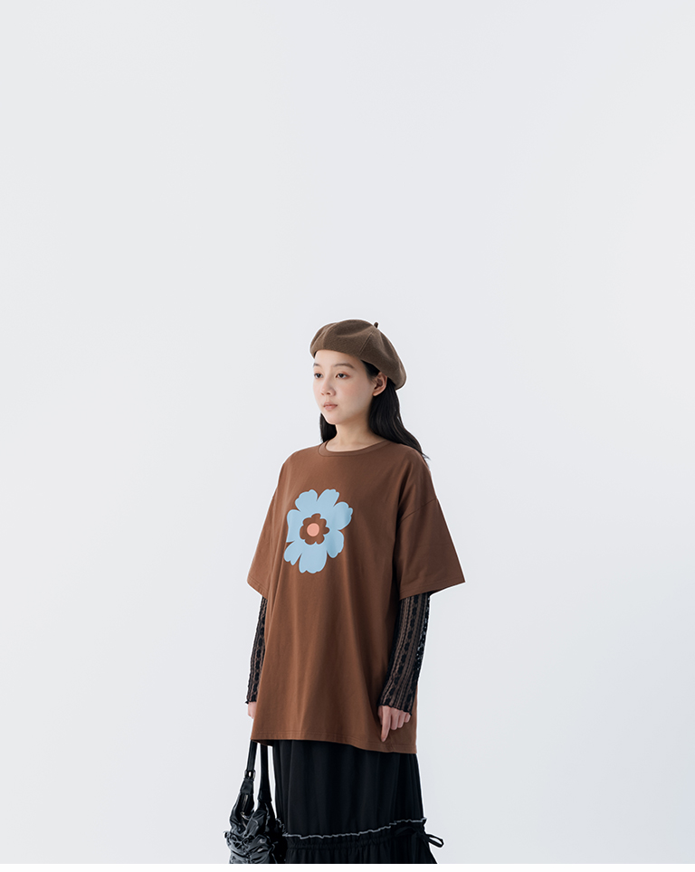 春8商未收到---ラワープリントTシャツ ブラウン
