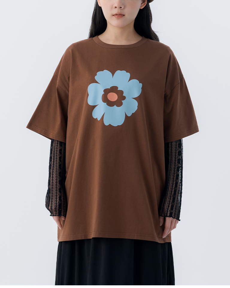 春8商未收到---ラワープリントTシャツ ブラウン