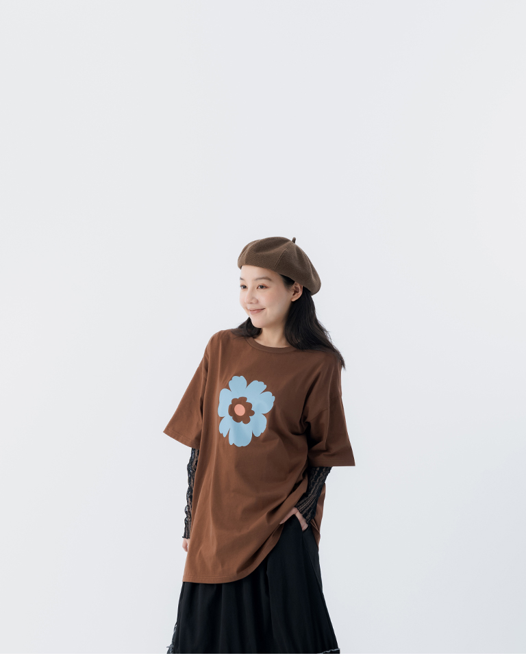 春8商未收到---ラワープリントTシャツ ブラウン