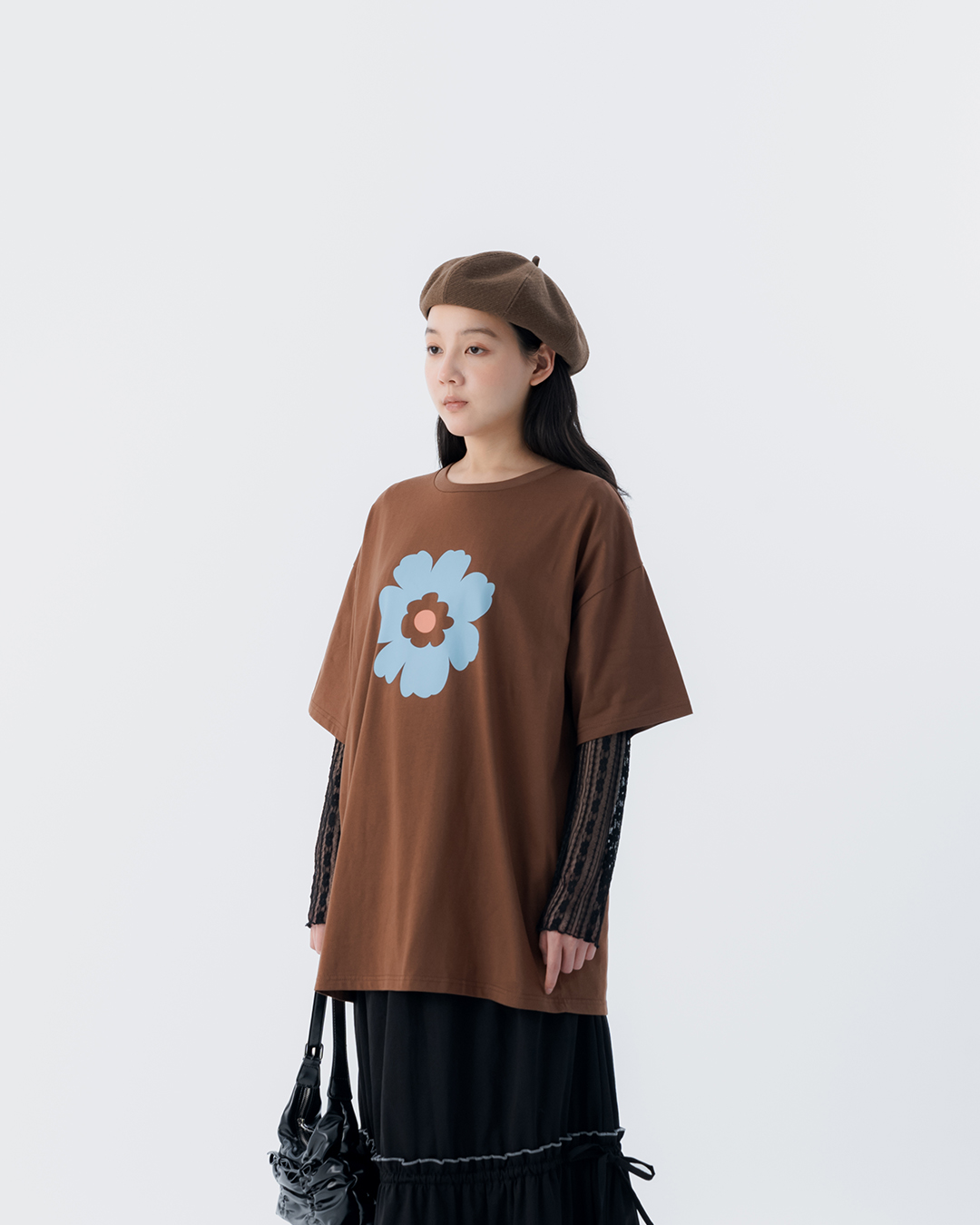 春8商未收到---ラワープリントTシャツ ブラウン