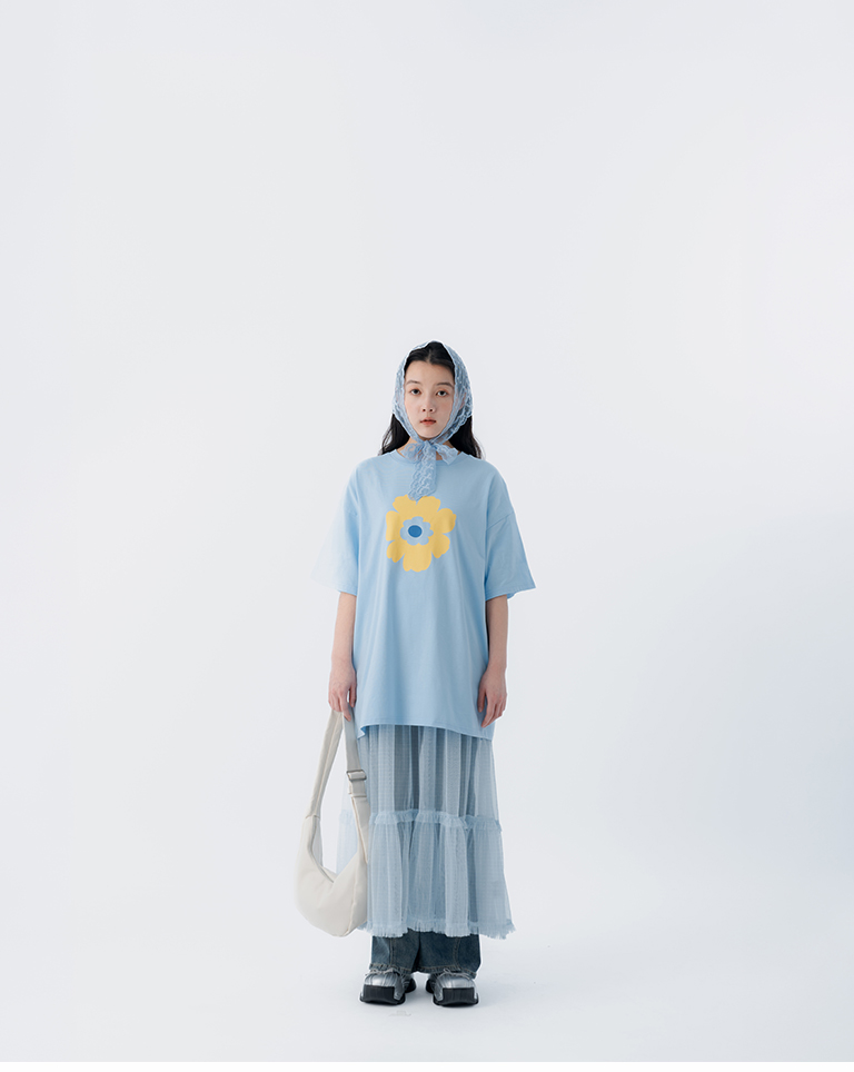春8商未收到---ラワープリントTシャツ　ブルー