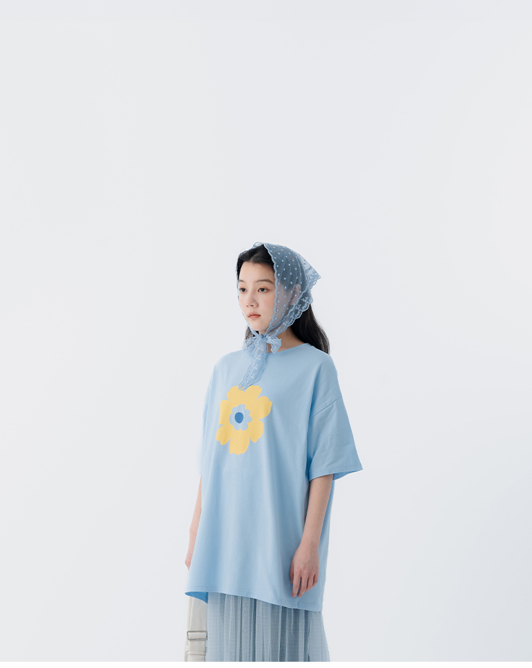 春8商未收到---ラワープリントTシャツ　ブルー