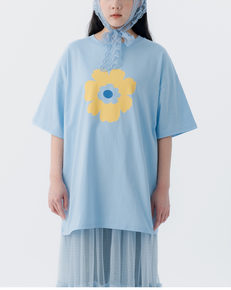 春8商未收到---ラワープリントTシャツ　ブルー