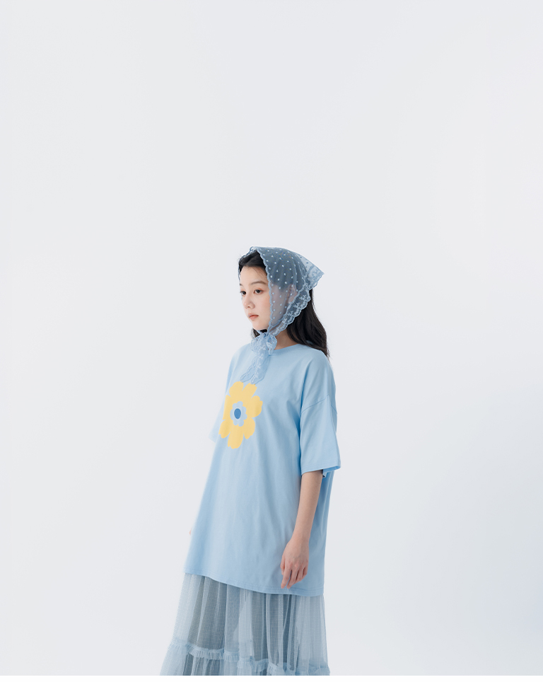 春8商未收到---ラワープリントTシャツ　ブルー