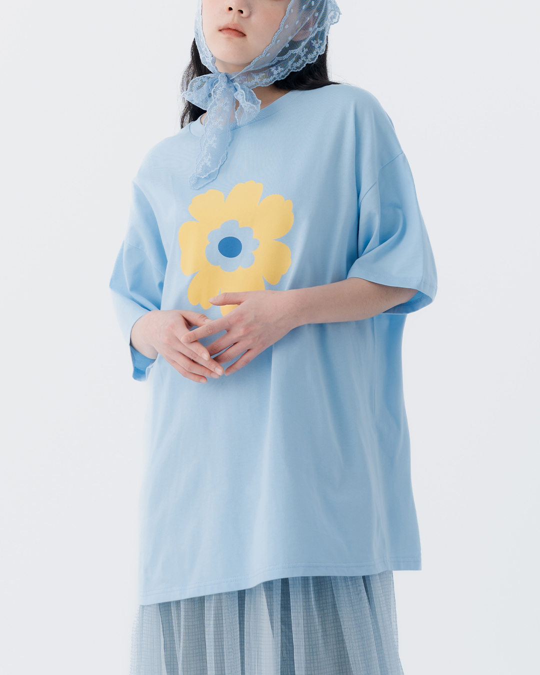 春8商未收到---ラワープリントTシャツ　ブルー