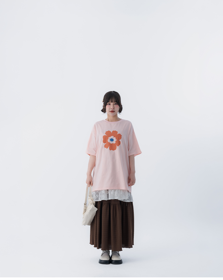 春8商未收到---ラワープリントTシャツ　ピンク