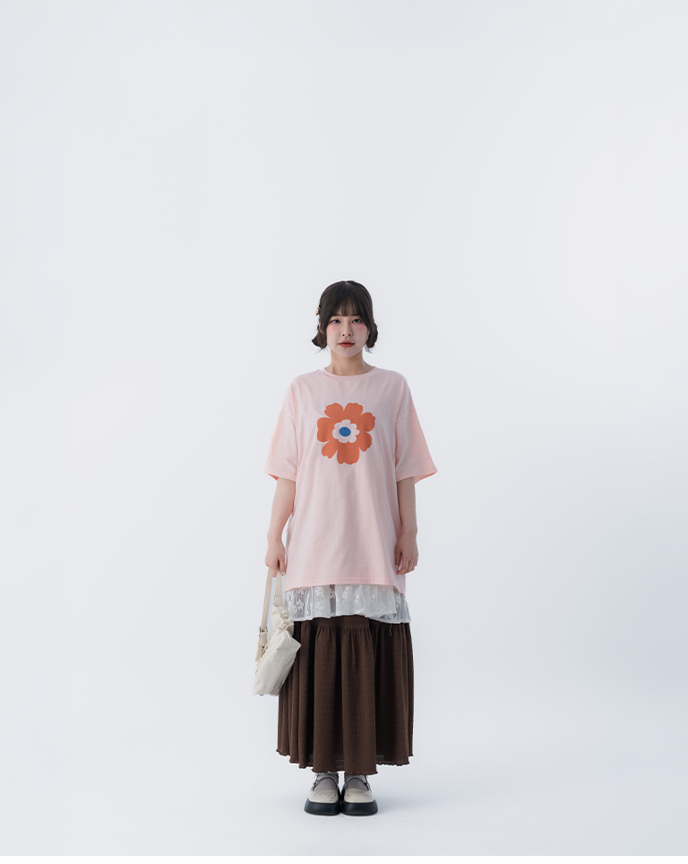 春8商未收到---ラワープリントTシャツ　ピンク