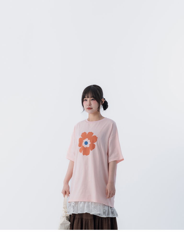 春8商未收到---ラワープリントTシャツ　ピンク