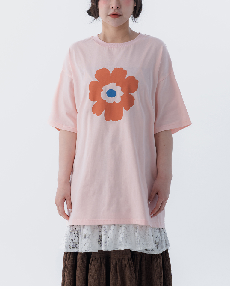 春8商未收到---ラワープリントTシャツ　ピンク