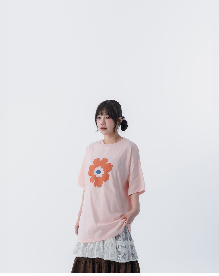 春8商未收到---ラワープリントTシャツ　ピンク