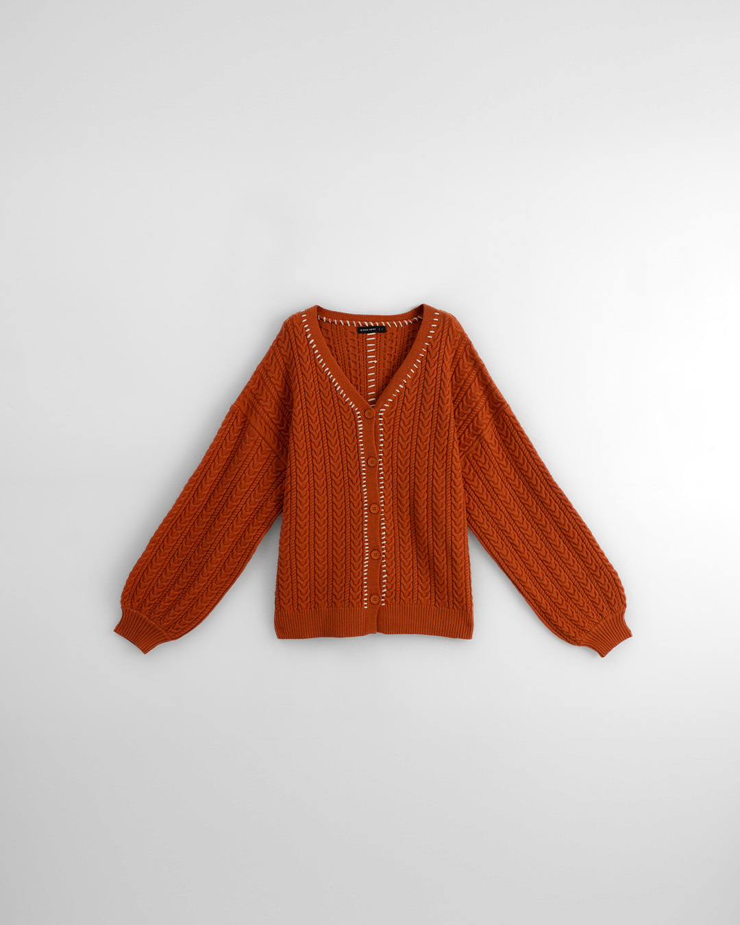 配色ステッチニットカーディガン 2色展開