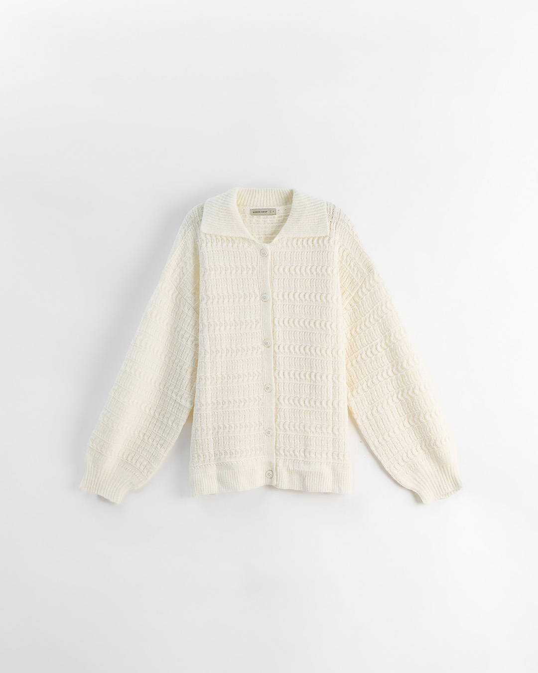 透かし刺繍フラットカラーニット 3色展開