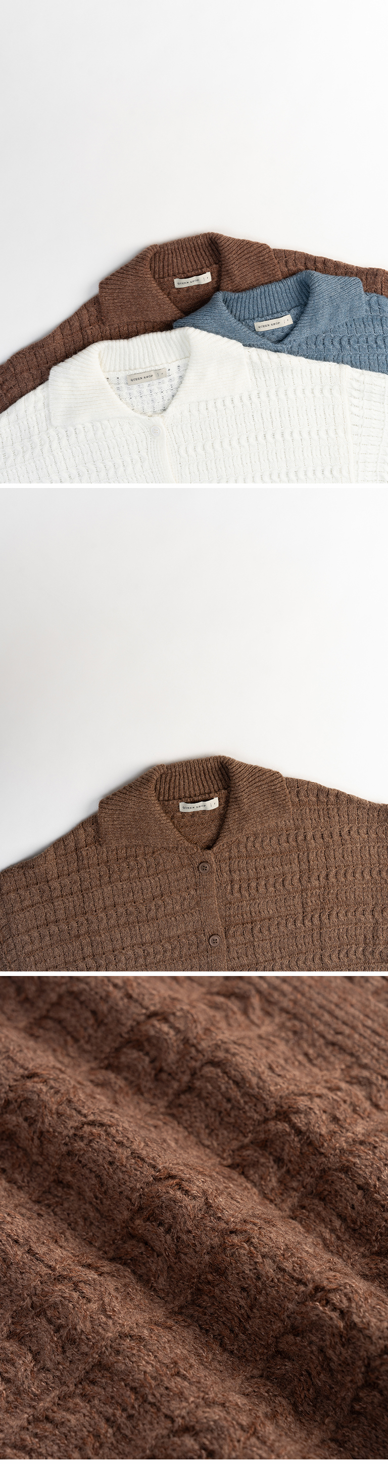 透かし刺繍フラットカラーニット 3色展開