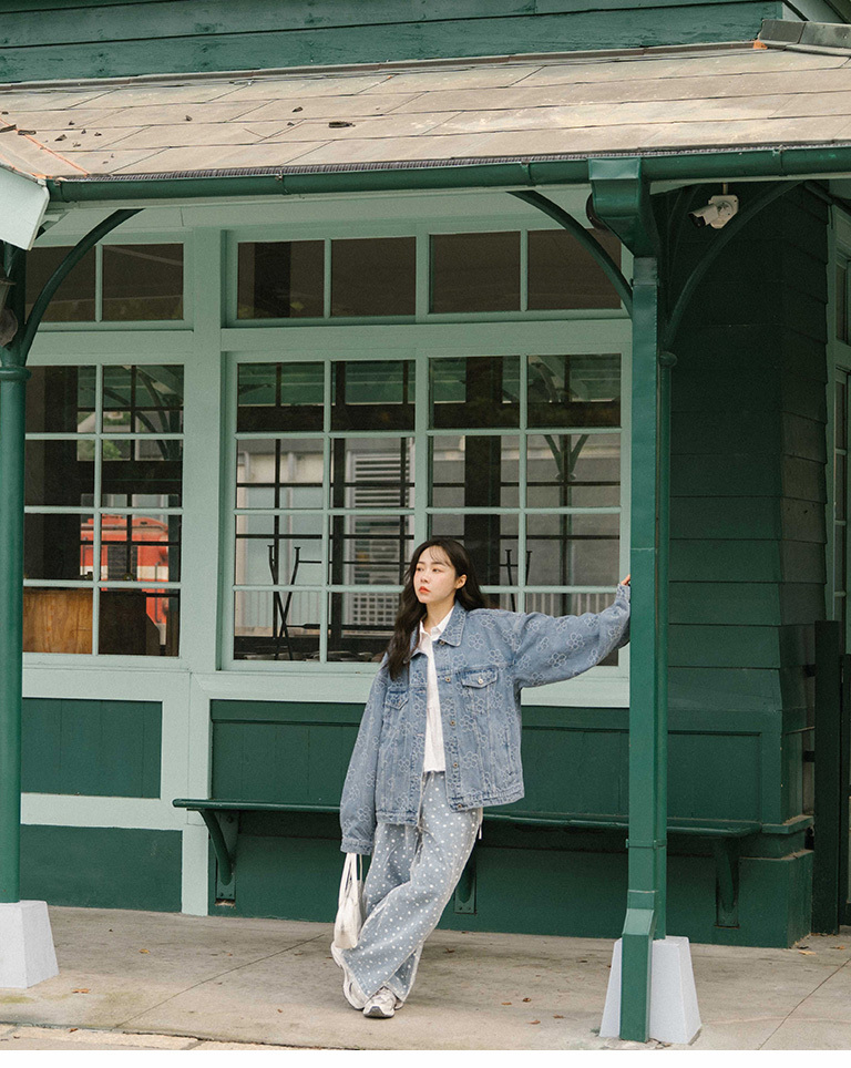 フラワージャカードデニムジャケット