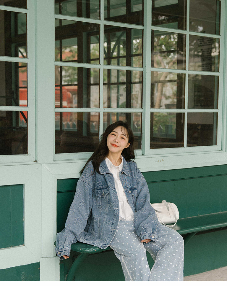 フラワージャカードデニムジャケット