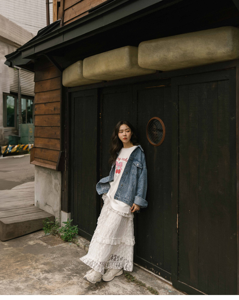 フラワージャカードデニムジャケット