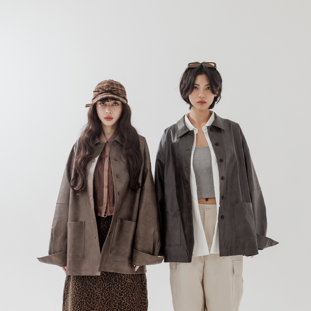 ボタンレザージャケット 2色展開