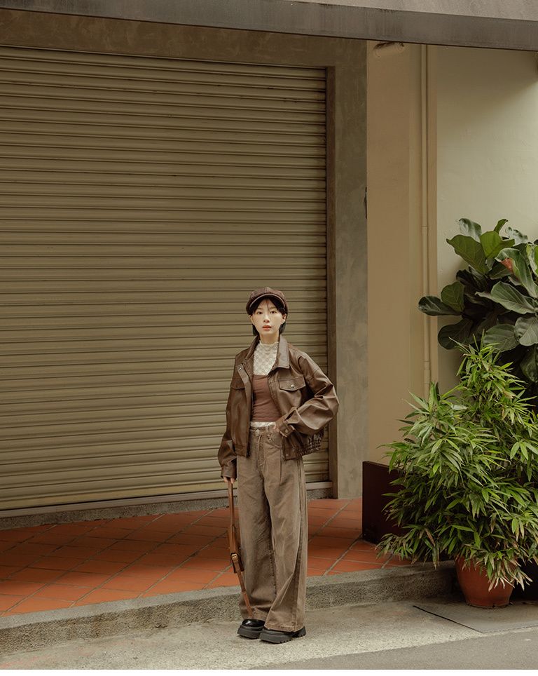 春2尚未收到1/23海運---ポケットショートレザージャケット ブラウン