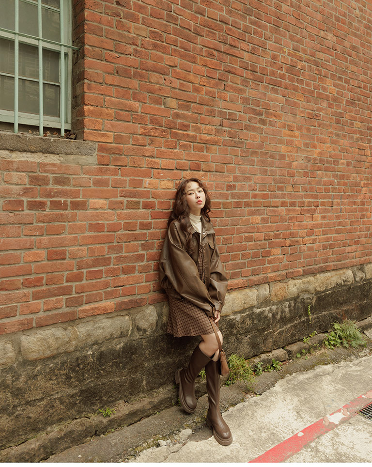 春2尚未收到1/23海運---ポケットショートレザージャケット ブラウン