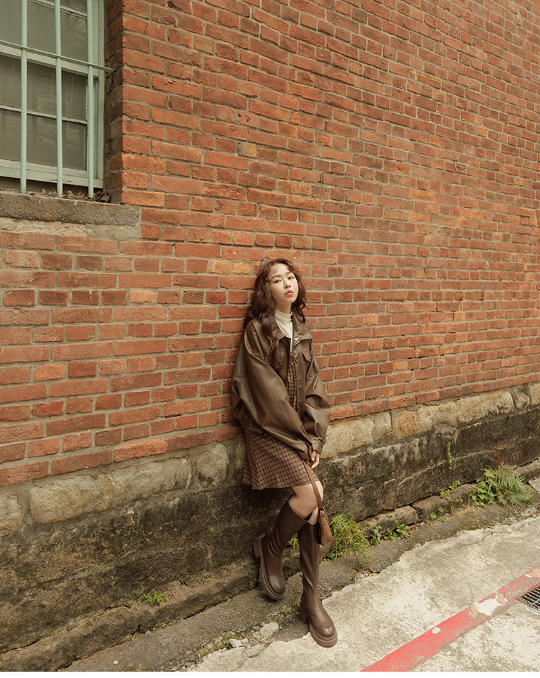 春2尚未收到1/23海運---ポケットショートレザージャケット ブラウン