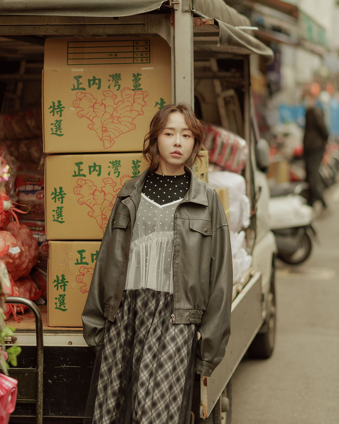 春2尚未收到1/23海運---ポケットショートレザージャケット グレー