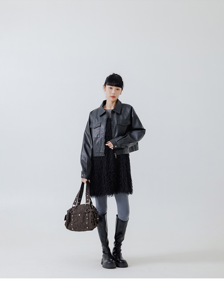 ショートレザージャケット 2色展開