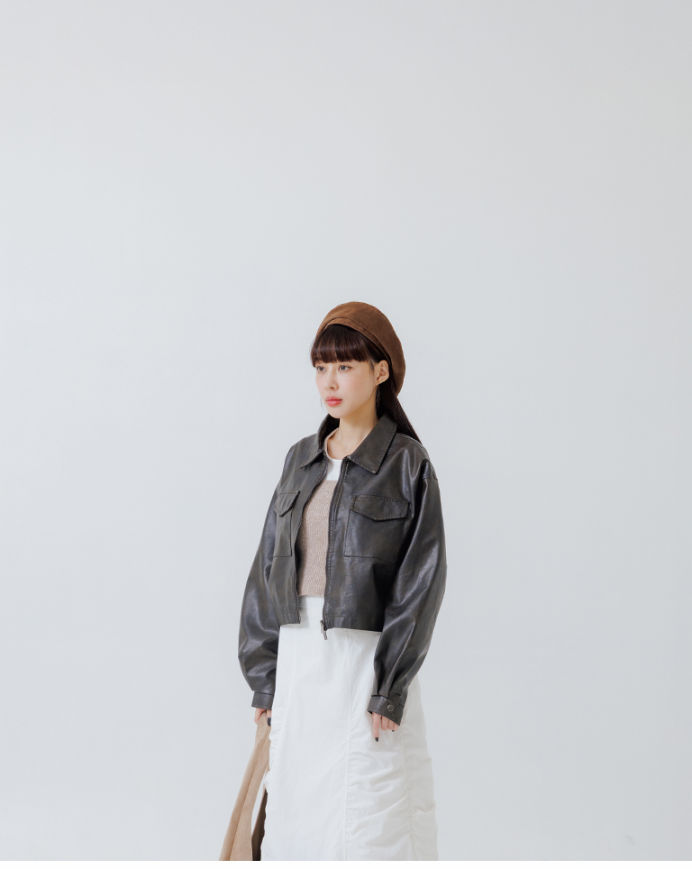 ショートレザージャケット 2色展開